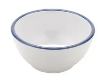 G.E.T - Settlement Bistro 14 oz White W/ Blue Trim Round Soup Bowl (24 Per Case) - B-140-W/BK