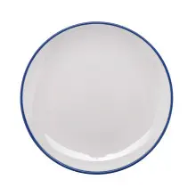 G.E.T - Settlement Bistro 11" White W/ Blue Trim Round Dinner Plate (12 Per Case) - CS-1100-W/CB