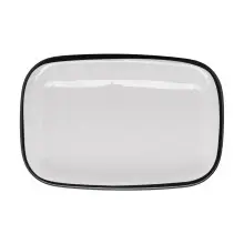 G.E.T - Settlement Bistro 11.75" x 7.75" White W/ Black Trim Rectangular Dinner Platter (12 Per Case) - CS-1280-W/BK