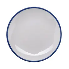 G.E.T - Settlement Bistro 8" White W/ Blue Trim Round Plate (48 Per Case) - CS-800-W/CB