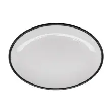 G.E.T - Settlement Bistro 9" x 6.25" White W/ Black Trim Oval Dinner Plate (24 Per Case) - OP-960-W/BK