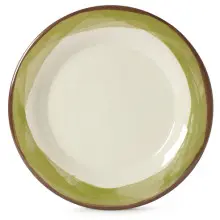 G.E.T - Kanello 9" Diamond Ivory Plate W/ Green Wide Rim (24 Per Case) - WP-9-DI-KNG