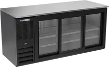 Beverage-Air - 72" Black Food Rated Back Bar Refrigerator w/ 3 Sliding Glass Doors - BB72HC-F-GS-B