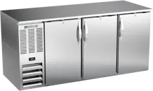 Beverage-Air - 72" Stainless Steel Food Rated Back Bar Refrigerator w/ 3 Solid Swing Doors - BB72HC-F-S