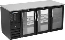 Beverage-Air - 72" Black Food Rated Pass-Thru Back Bar Refrigerator w/ 6 Glass Swing Doors - BB72HC-FG-PT-B