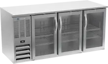 Beverage-Air - 72" Stainless Steel Back Bar w/ 3 Glass Swing Doors - BB72HC-G-S