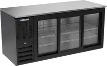 Beverage-Air - 72" Black Back Bar Refrigerator w/ 3 Sliding Glass Doors - BB72HC-GS-B
