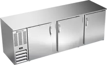 Beverage-Air - 94" Stainless Steel Food Rated Back Bar Refrigerator w/ 3 Solid Swing Doors - BB94HC-F-S