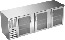 Beverage-Air - 94" Stainless Steel Food Rated Back Bar Refrigerator w/ 3 Swing Glass Doors - BB94HC-FG-S