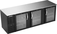 Beverage-Air - 94" Black Back Bar Refrigerator w/ 3 Glass Swing Doors - BB94HC-G-B