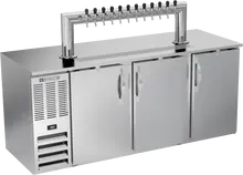 Beverage-Air - 78" Stainless Steel 12 Tap Kegerator w/ 3 Solid Swing Doors - DD78HC-S-12T