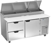 Beverage-Air - 67" Pizza Prep Table w/ 1 Door & 2 Drawers - DPD67HC-2