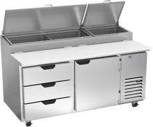 Beverage-Air - 67" Pizza Prep Table w/ 1 Door & 3 Drawers - DPD67HC-3