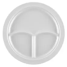 G.E.T - SuperMel 10" White 3-Compartment Plate (12 Per Case) - CP-531-W