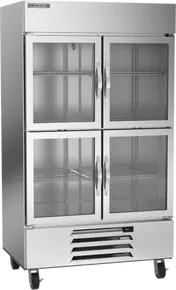Beverage-Air - 47" Horizon Stainless Steel Reach-In Refrigerator w/ 4 Glass Swing Half Doors - HBR44HC-1-HG