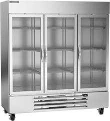 Beverage-Air - 75" Horizon Stainless Steel Reach-In Refrigerator w/ 3 Glass Swing Doors - HBR72HC-1-G