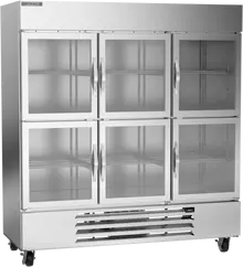 Beverage-Air - 75" Horizon Stainless Steel Reach-In Refrigerator w/ 6 Glass Swing Half Doors - HBR72HC-1-HG