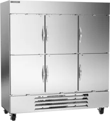 Beverage-Air - 75" Horizon Stainless Steel Reach-In Refrigerator w/ 6 Solid Swing Half Doors - HBR72HC-1-HS
