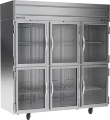 Beverage-Air - 78" Horizon Stainless Steel Reach-In Freezer w/ 6 Glass Swing Half Doors - HFPS3HC-1HG