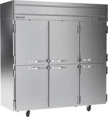 Beverage-Air - 78" Horizon Stainless Steel Reach-In Freezer w/ 6 Solid Swing Half Doors - HFPS3HC-1HS