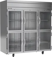 Beverage-Air - 78" Horizon Stainless Steel Reach-In Freezer w/ 6 Glass Swing Half Doors - HFS3HC-1HG