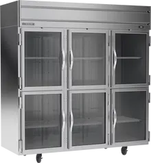 Beverage-Air - 78" Horizon Stainless Steel Reach-In Refrigerator w/ 6 Glass Swing Half Doors - HRP3HC-1HG