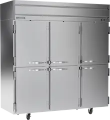 Beverage-Air - 78" Horizon Stainless Steel Reach-In Refrigerator w/ 6 Solid Swing Half Doors - HRP3HC-1HS
