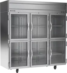 Beverage-Air - 78" Horizon Stainless Steel Reach-In Refrigerator w/ 6 Glass Swing Half Doors - HRPS3HC-1HG