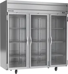 Beverage-Air - 78" Horizon Stainless Steel Reach-In Refrigerator w/ 3 Glass Swing Doors - HRS3HC-1G