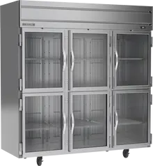 Beverage-Air - 78" Horizon Stainless Steel Reach-In Refrigerator w/ 6 Glass Swing Half Doors - HRS3HC-1HG