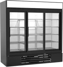 Beverage-Air - 75" MarketMax Black Merchandiser Refrigerator w/ 3 Sliding Glass Doors - MMR66HC-1-B