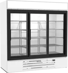 Beverage-Air - 75" MarketMax White Merchandiser Refrigerator w/ 3 Sliding Glass Doors - MMR66HC-1-W