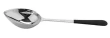 G.E.T - 6 oz Portion Control Solid Spoon W/ Plastic Textured Dipped Handle (12 Per Case) - BSRIM-32