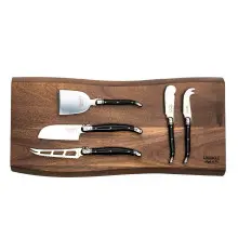 Laguiole - 5 PC Black Handle Cheese Knife Set with Board