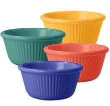 G.E.T - Diamond Mardi Gras 4 oz Mixed Colors Melamine Fluted Ramekin (48 Per Case) - RM-401-MIX