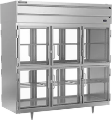 Beverage-Air - 78" P Series Stainless Steel Pass-Thru Refrigerator w/ 12 Glass Swing Half Doors - PRD3HC-1BHG