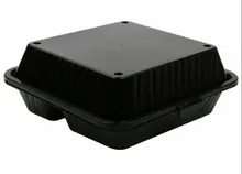G.E.T - Eco-Takeouts 9" x 9" Black Polypropylene 3-Compartment Reusable Food Container (12 Per Case) - EC-09-1-BK