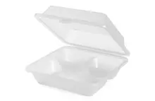 G.E.T - Eco-Takeouts 9" x 9" Clear Polypropylene 3-Compartment Reusable Food Container (12 Per Case) - EC-09-1-CL