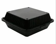 G.E.T - Eco-Takeouts 9" x 9" Black Polypropylene Single Entree Reusable Food Container (12 Per Case) - EC-10-1-BK