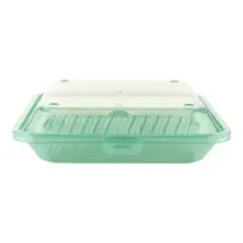 G.E.T - Eco-Takeouts 9" x 9" Jade Polypropylene 3-Compartment Reusable Food Container (12 Per Case) - EC-12-1-JA