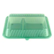 G.E.T - Eco-Takeouts 10" x 8" Jade Polypropylene 2-Compartment Reusable Food Container W/ Snap Closure (12 Per Case) - EC-15-2-JA