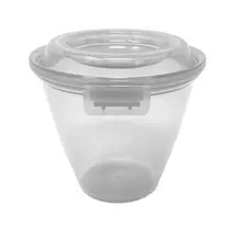 G.E.T - Eco-Takeouts 12 oz Clear Polypropylene Reusable Side-Dish/Large Sauce Cup W/ Hinged Lid (24 Per Case) - EC-21-CL