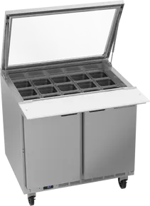 Beverage-Air - 36" Mega Top Sandwich Prep Table w/ 2 Doors & See-Thru Lid - SPE36HC-15M-STL