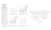 G.E.T - 32 oz Clear Polycarbonate Salad Dressing Kit W/ Rack (25 Piece Set) - SDB-32-PC-SET