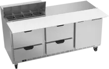 Beverage-Air - 72" Sandwich Prep Table w/ 4 Drawers, 1 Door & 17" Cutting Board - SPED72HC-08C-4