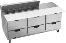 Beverage-Air - 72" Sandwich Prep Table w/ 6 Drawers & 17" Cutting Board - SPED72HC-12C-6