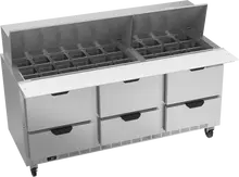 Beverage-Air - 72" Mega Top Sandwich Prep Table w/ 6 Drawers - SPED72HC-30M-6