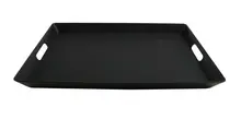 G.E.T - Healthcare 17" x 24" Black ABS Plastic / PVC Non-Skid Room Service Tray (12 Per Case) - RST-1724-BK