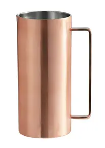 G.E.T - Metal Barware 51.2 oz Copper-Plated Double Wall Pitcher W/ Handle & Brushed Finish - MM-160-BCPR/SS