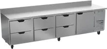 Beverage-Air - 119" Mobile Worktop Refrigerator w/ 6 Drawers, 1 Door & Foamed-In Backsplash - WTRD119AHC-6